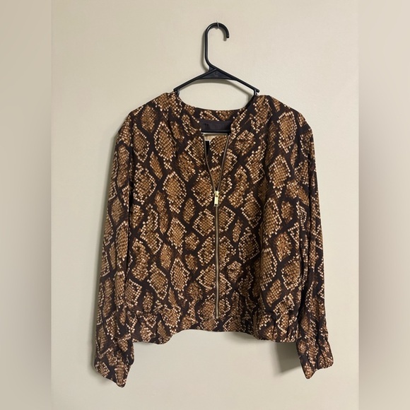 Michael Kors Jackets & Blazers - Michael Kors Snake Print  Zip Up Bomber Jacket Womens Size Large New Lightweight